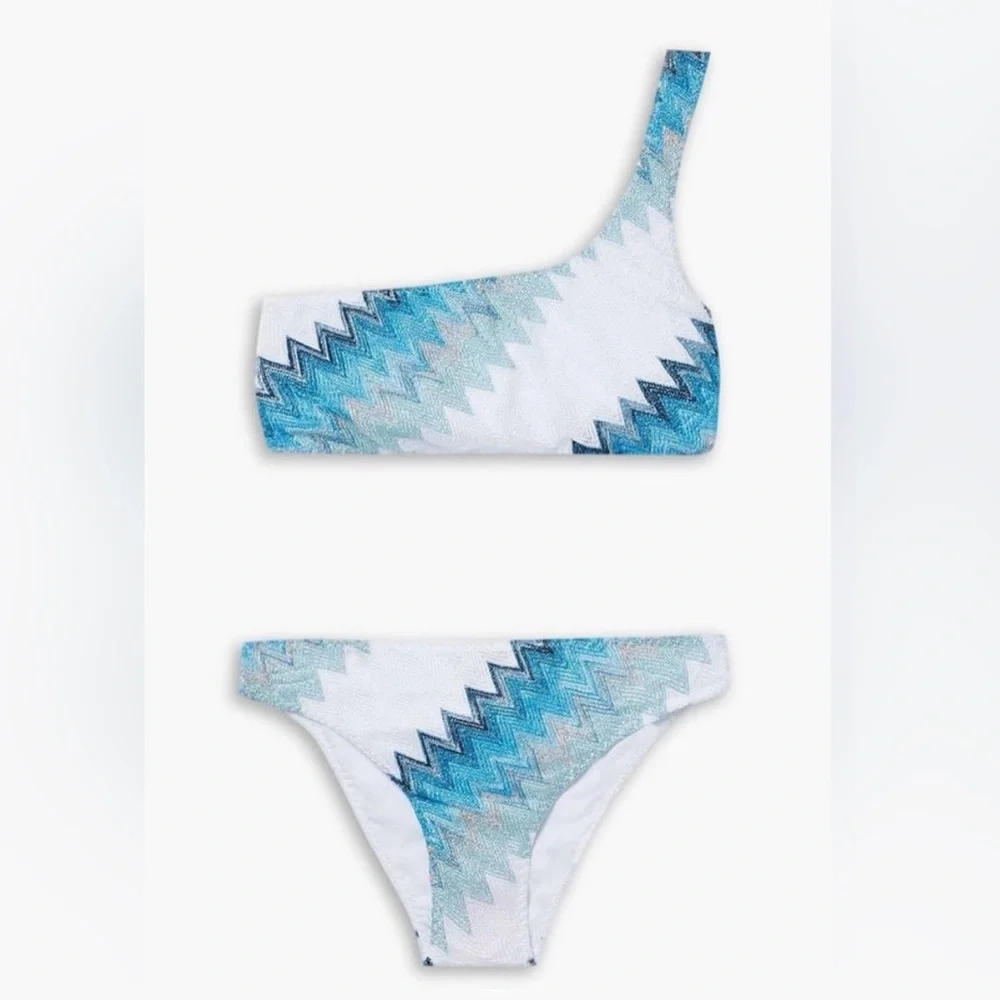 Missoni monospalla One-Shoulder Blue and White Swim Set - Picture 2 of 6